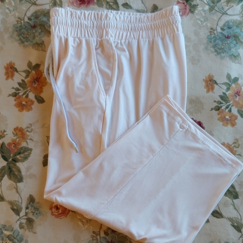 Real Essentials Lounge Ultra Soft Wide Leg Capri Pants in Soft Pink Women's XL